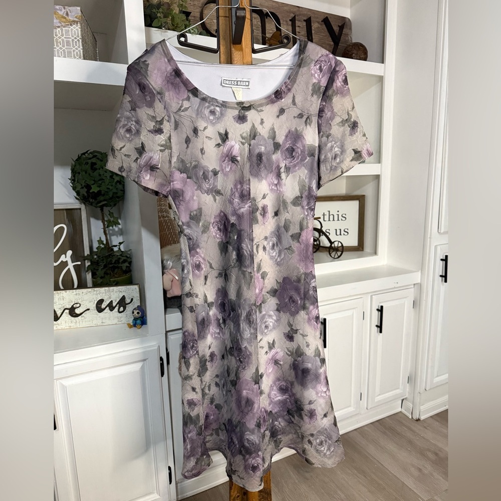90’S Vintage Dress Barn Lavender Floral Midi Dress